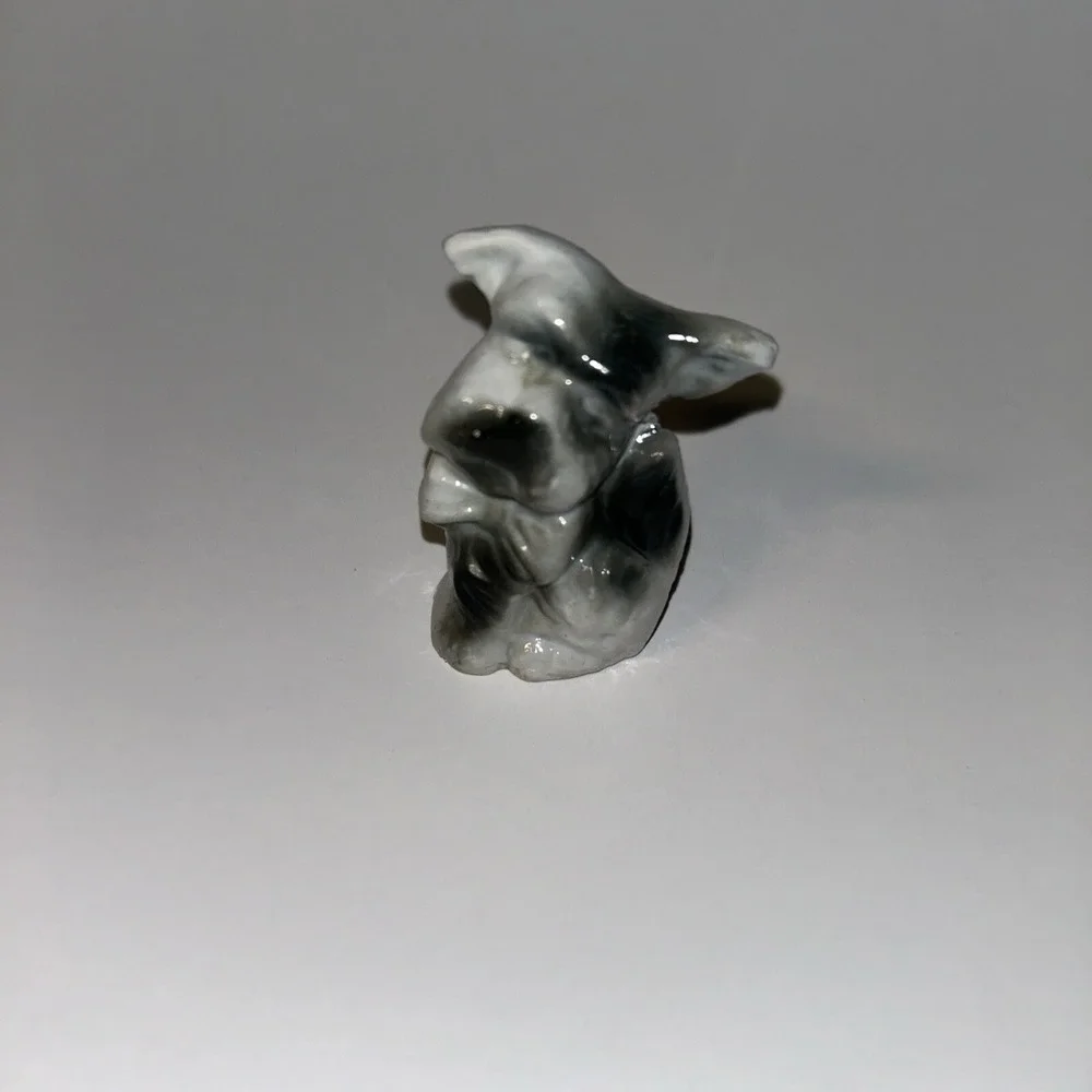 Little Black White Shnauzer Puppy Dog Made Japan Porcelain‎ Figurine